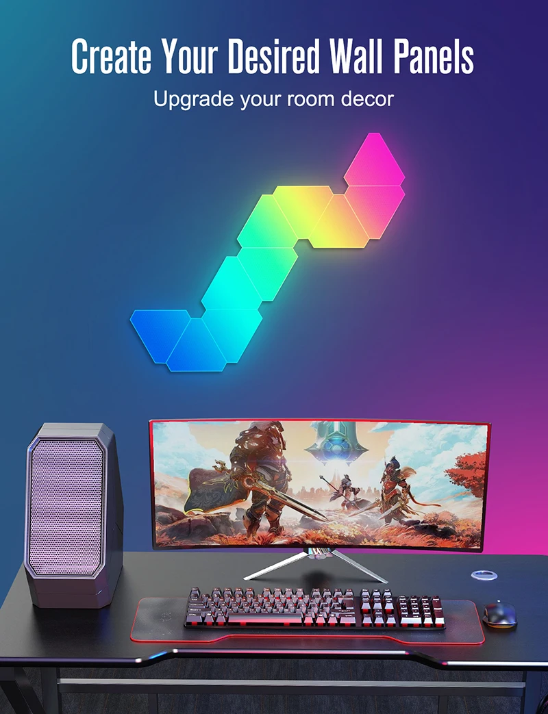 Smart Light Panel LED Triangle Lights RGBIC Game Sync