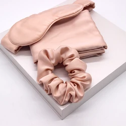 Luxury 100% pure silk 22mm mulberry satin pillow case and silk eye mask adjustable strap in box NO 6