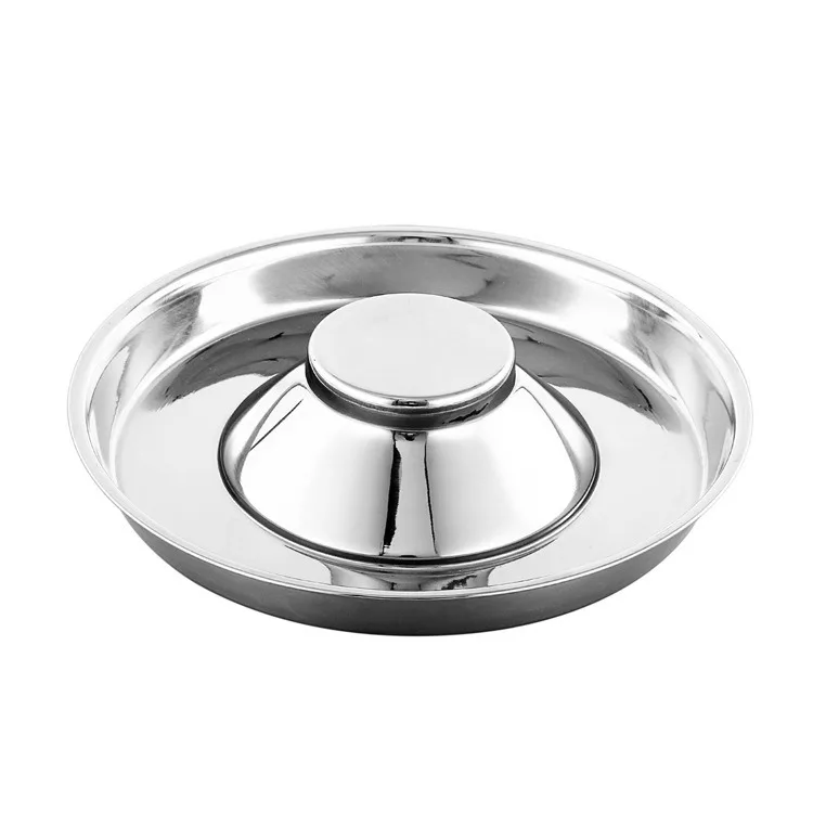 Lightweight Non-Slip Anti-Choking Slow Feeder Bowl Eco-Friendly Rounded Stainless Steel Pet Bowl for Cats and Dogs