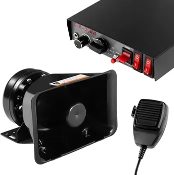 C- Car Siren Horn 7 Tone Siren Vehicle Loudspeaker with Handheld Microphone Amplifier 12V 100W Emergency Sounds