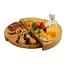 Bamboo and wood rotating fan-shaped cheese board