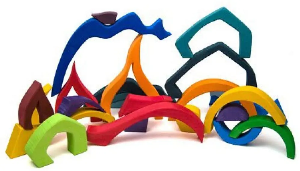 Wooden Rainbow Building Blocks Kids Educational Toys Large Four Elements Building Set Wooden Blocks With Storage Tray