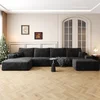 Left facing chaise+3Seaters+1Ottoman(Black)