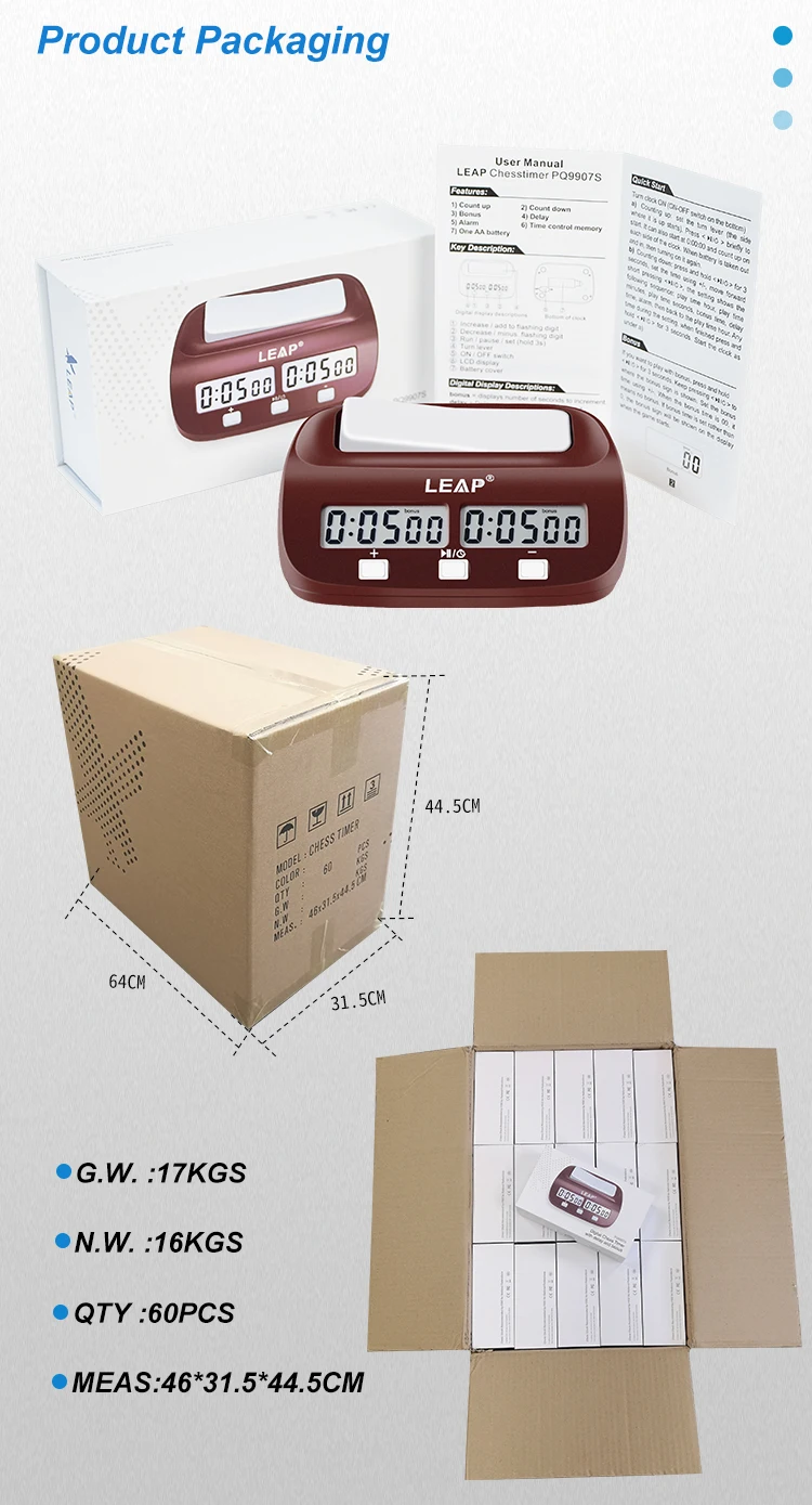 LEAP Digital Easy Chess Clock with Increment and Delay PQ9907S Chess Clock Digital