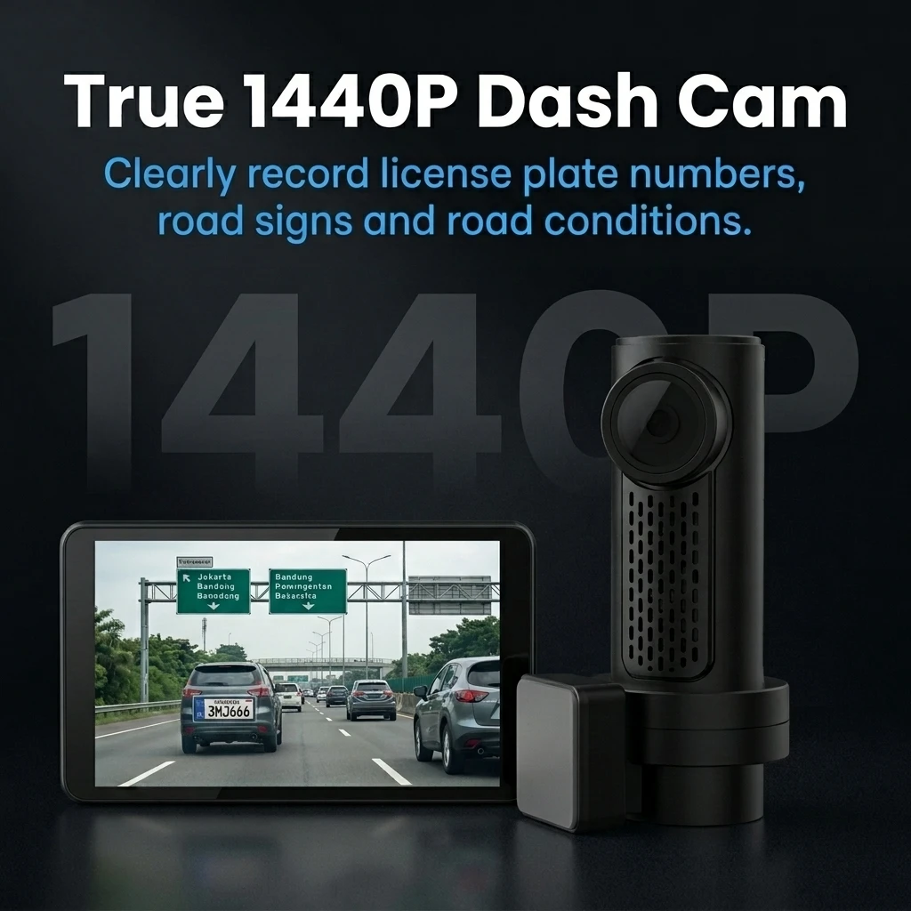 VIEVGUARB Hidden Rotational Dash Camera 1440P 2K Car DVR 24H Parking Monitor