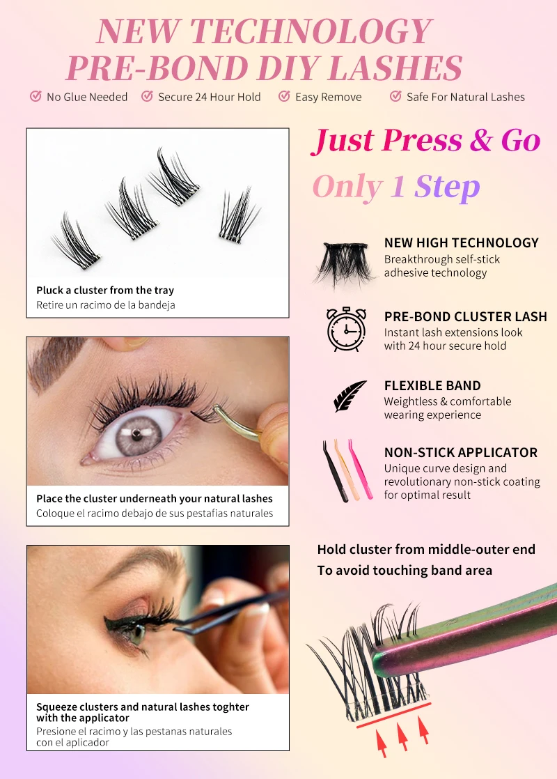 No Glue Need Press On Segment Eyelashes Segment Lashes Diy Eyelash ...