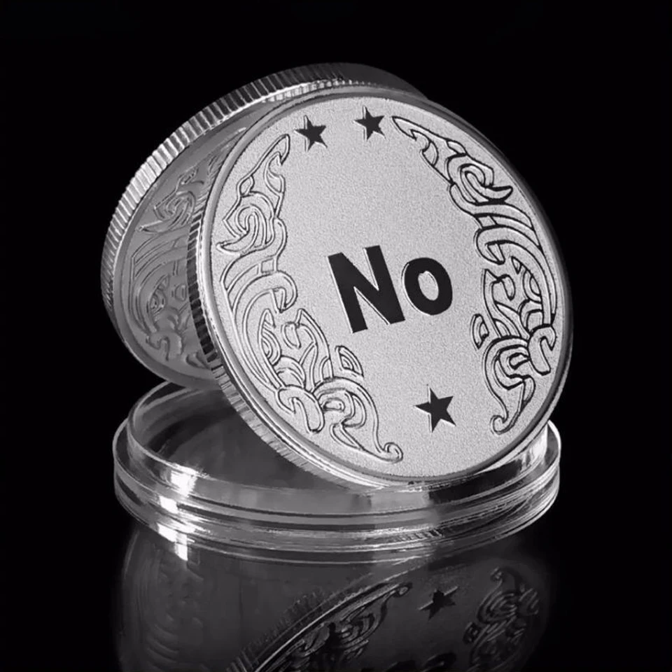 Yes No Decision Maker Custom logo Engraved Good Luck Decision Game Flip Yes No Challenge Coin