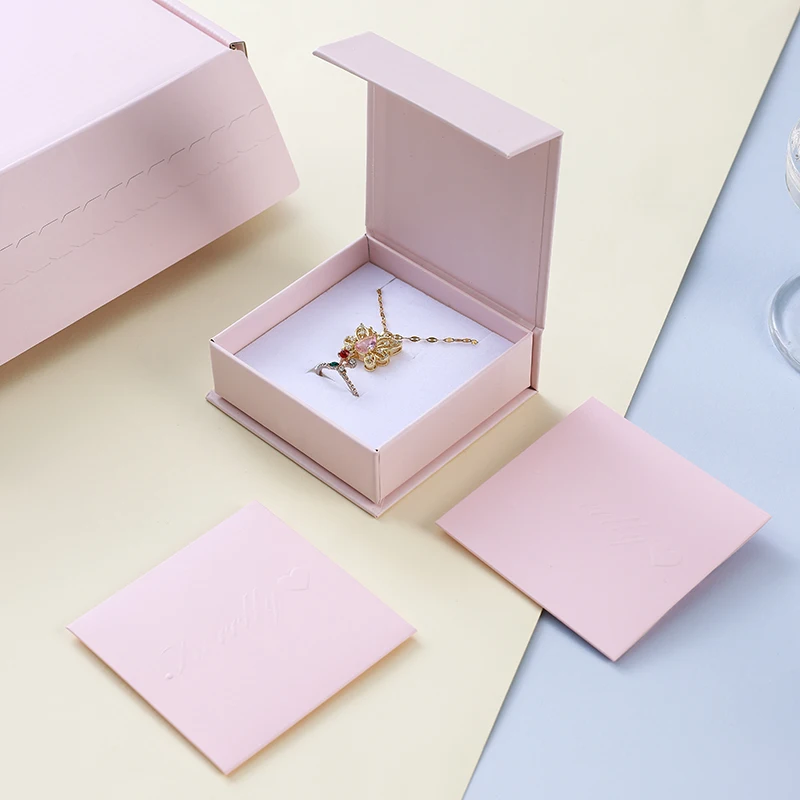 product oem hot sell custom logo simple paper jewelry box ring necklace magnet packaging box set-9