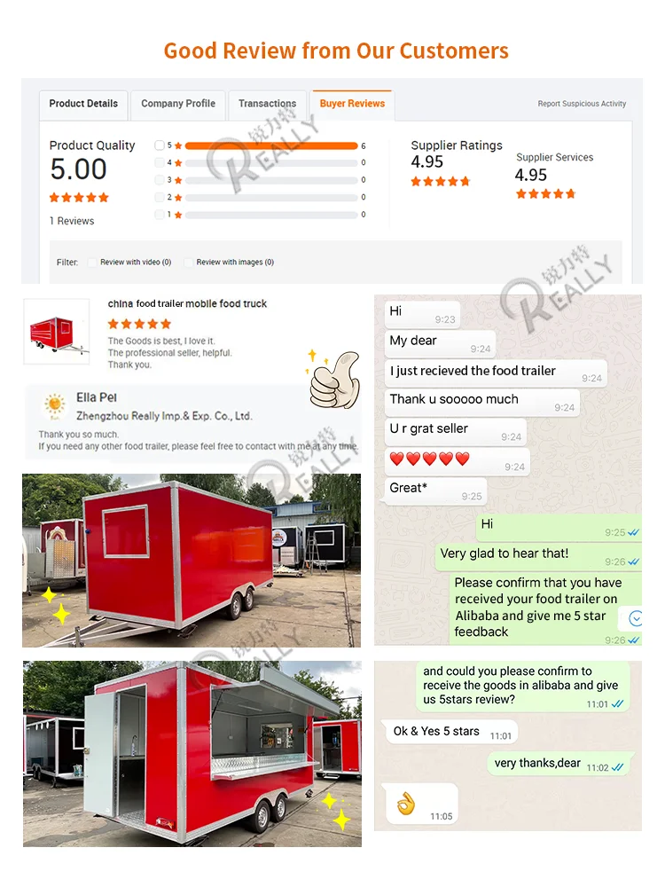 Customized Mobile Food Trailer with Kitchen Equipment Fast Food Truck Cart Europe Ice Cream Vending Van for Sale