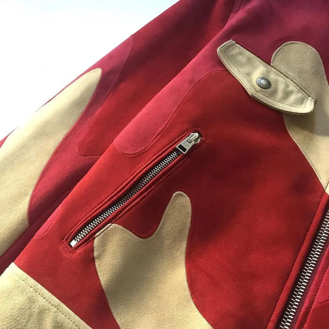 Custom Fashion Patchwork Zip up Suede Riding Motorcycle Racing Man Leather Jackets for Men gallery 3