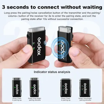 GODOX WEC Wireless Lavalier Microphone 24H 200m Wireless Range Lavalier Lapel Mic Recording Noise Cancellation Compact detail image