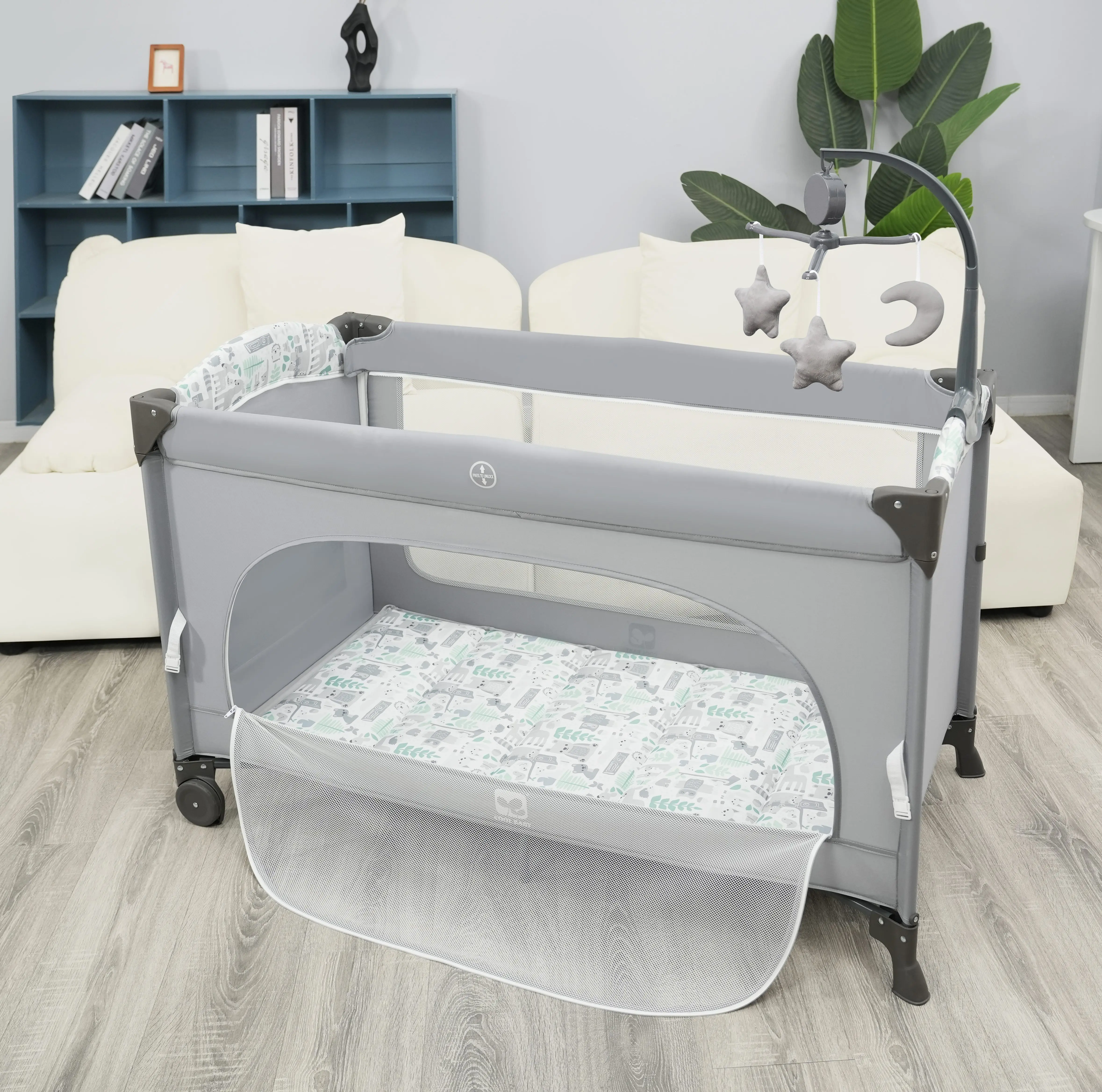 P9062G01 Cool Baby Multifunctional Cute Baby Playpen Portable Baby Playard With Large Entrance Door manufacture