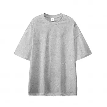 Drop shoulder oversize 100% cotton 330 GSM unisex running daily street wear heavy weight cotton t-shirts