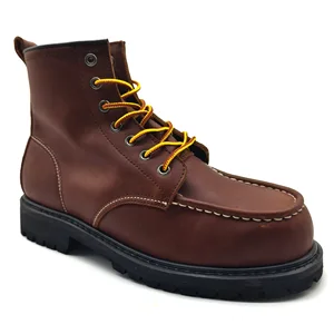Custom Goodyear Mid-Top Layer Steel Toe Work Safety Shoes Solid Non-Slip Rubber Sole for Industrial Outdoor Use