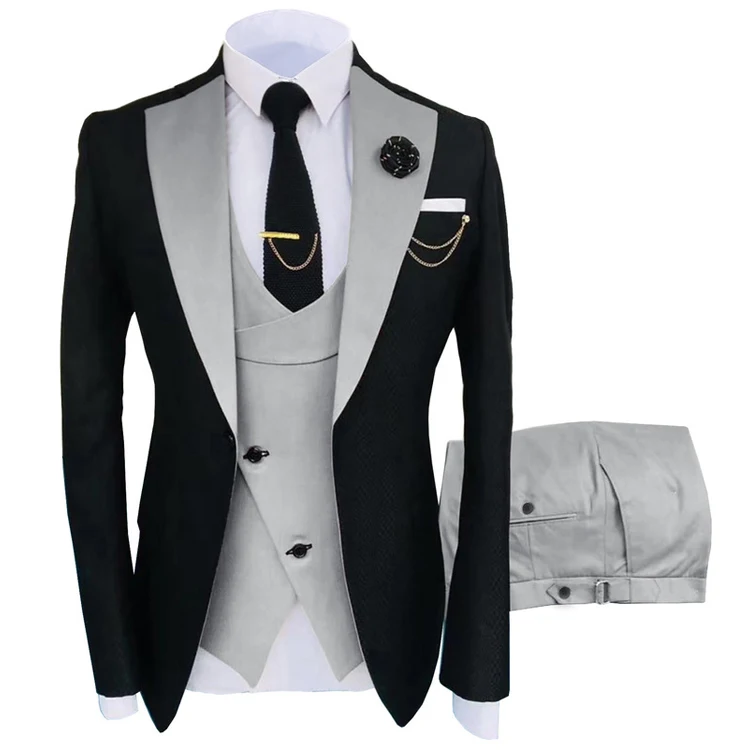 New Grooming Tuxedo Male Suit Boutique Elegant Gentleman Men Clothing 3 Piece Set Luxury aperçu 28