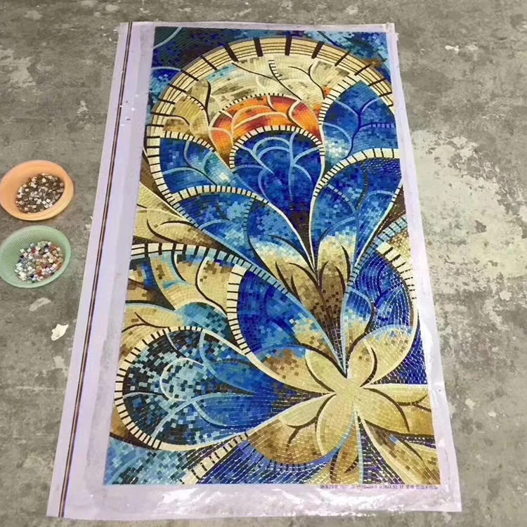 Decorative Flower Pattern Mosaic Tiles Wall Decoration