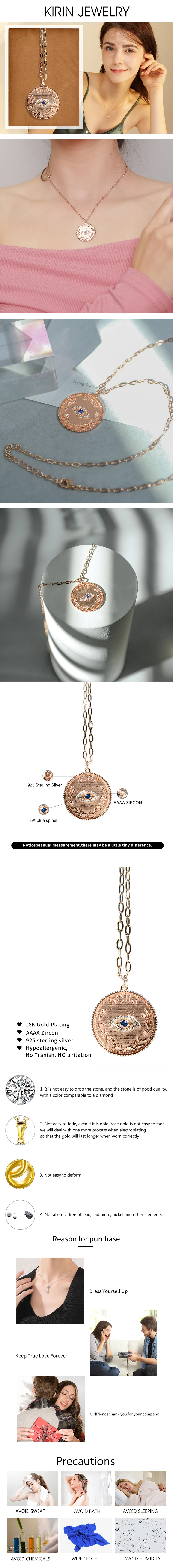 Sterling Silver Italian Solid Figaro Link-Chain Necklace Deep Sapphire Eye Necklace Evil Eye Necklace