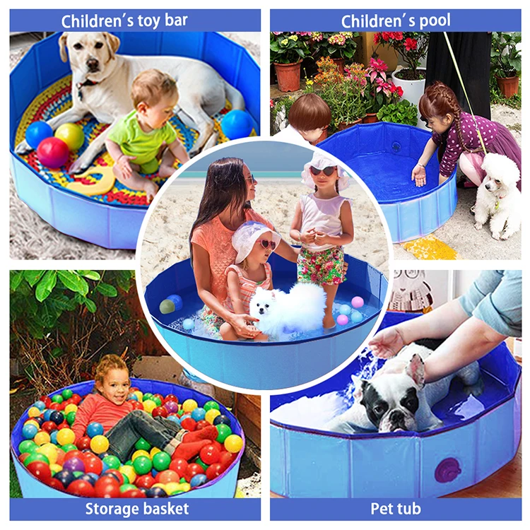 Foldable Dog Bath Swimming Pool Plastic Kiddie Pool Collapsible Bathing Tub
