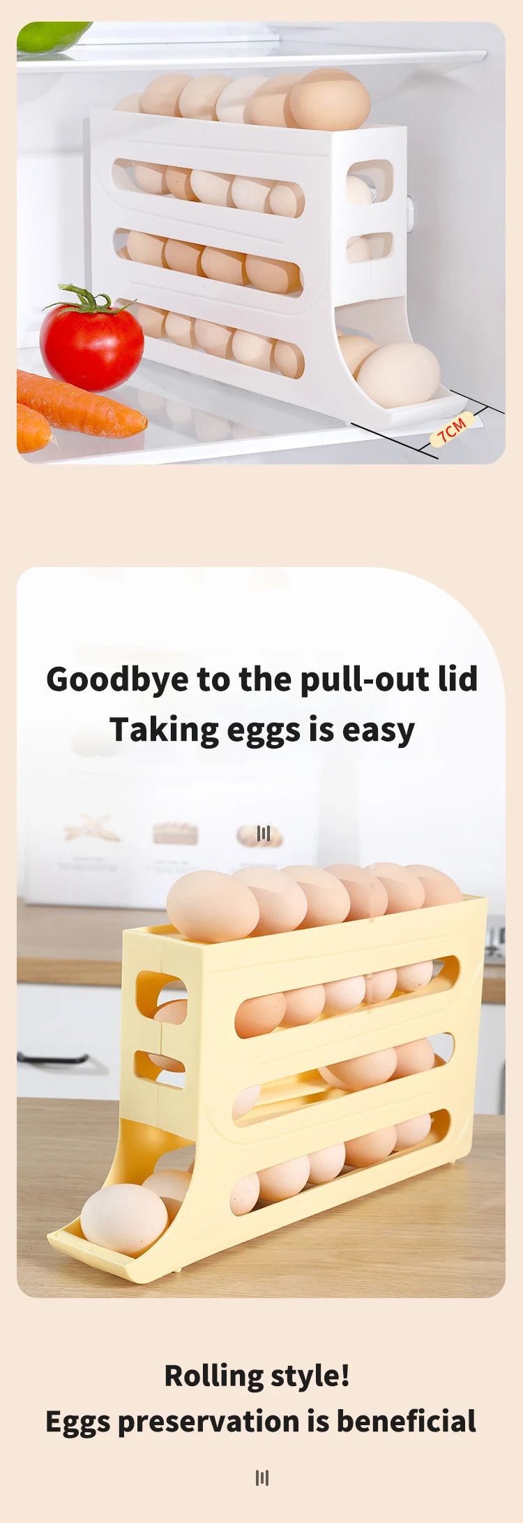 Egg Tray Plastic Egg Tools Storage 4 Tiers Egg Holder for Refrigerator