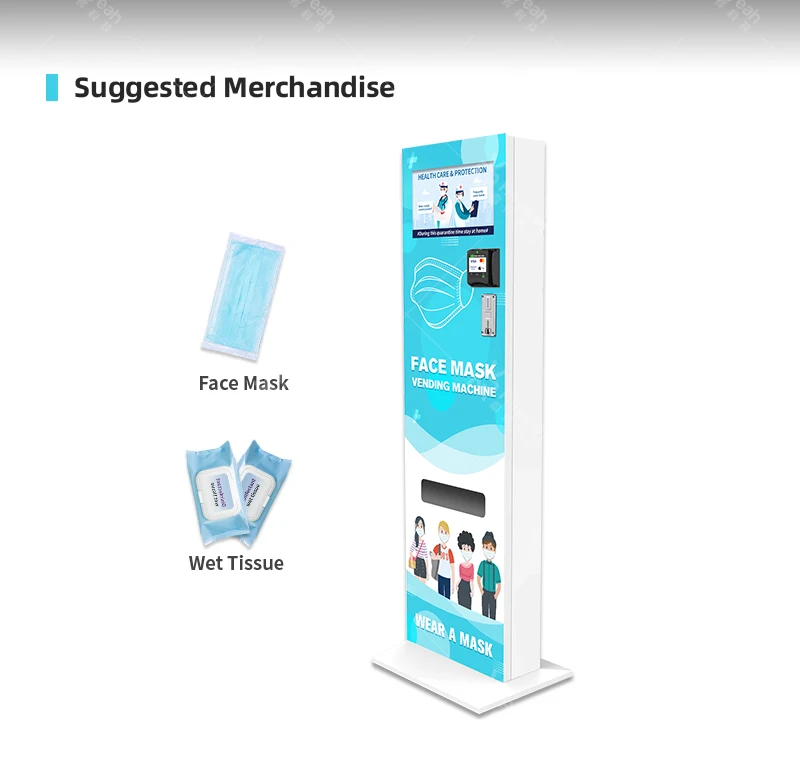 Coin Operated Automatic Face Mask Vending Machine for Sale Vending Dispenser With Credit Card Payment