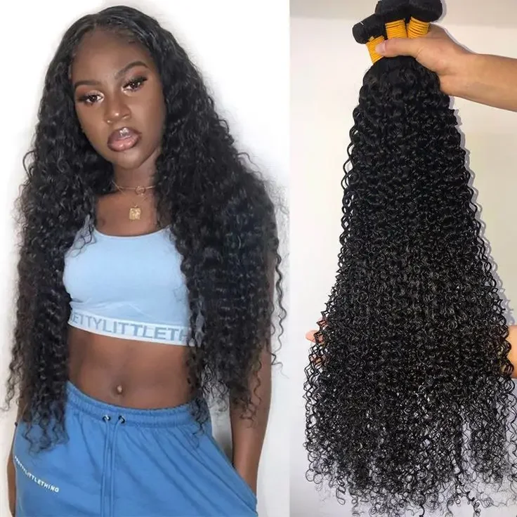 Brasilianische Kinky Curly Bundle Angebote Remy Echthaar Extensions Jerry Curl_voghion.com