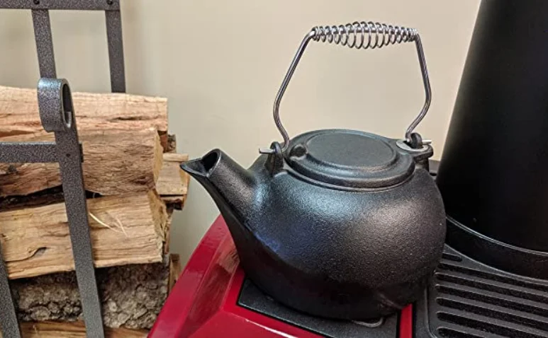 Großhandel Schwarzer Gusseisen-befeuchter-teekessel Für Kamin Und Holzofen