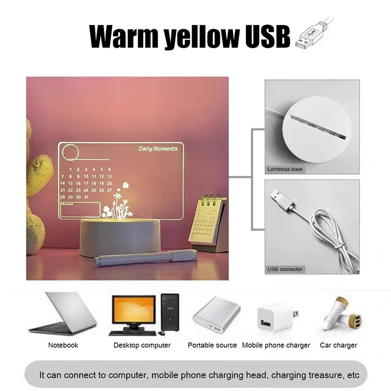 Acrylic Creative Note Board Creative Led Night Light Lamp Usb Message