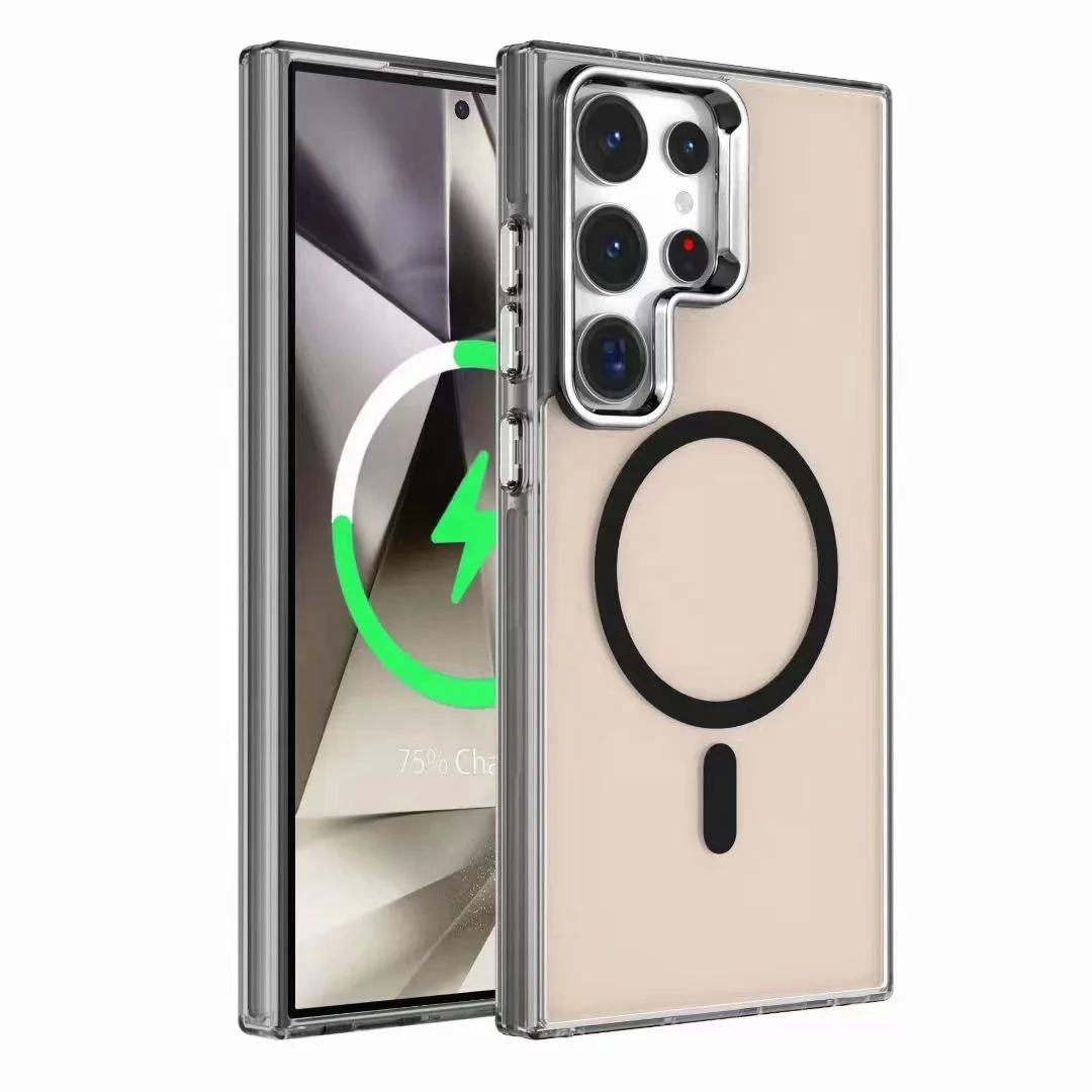 High-End Electroplating for iphone Samsung Galaxy S23 S24 S25 PLUS Ultra Double-Sided Colorful Silver IMD Magnetic Mobile Phone Case