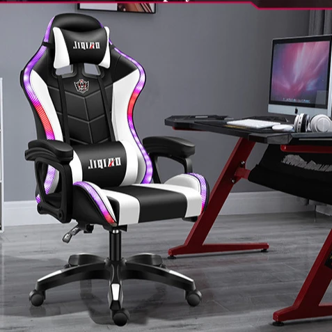 Офисный Компьютерный игровой силловый игровой стул rgb, игровой массажный игровой стул из искусственной кожи для гонок с подсветкой и динамиками