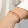 xkb2115 - Bracelet corde rouge diamant unique or