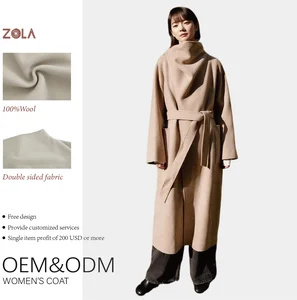High Quality 100% Wool Long Coat for Women Customized Warm Winter Casual Style Button Decoration