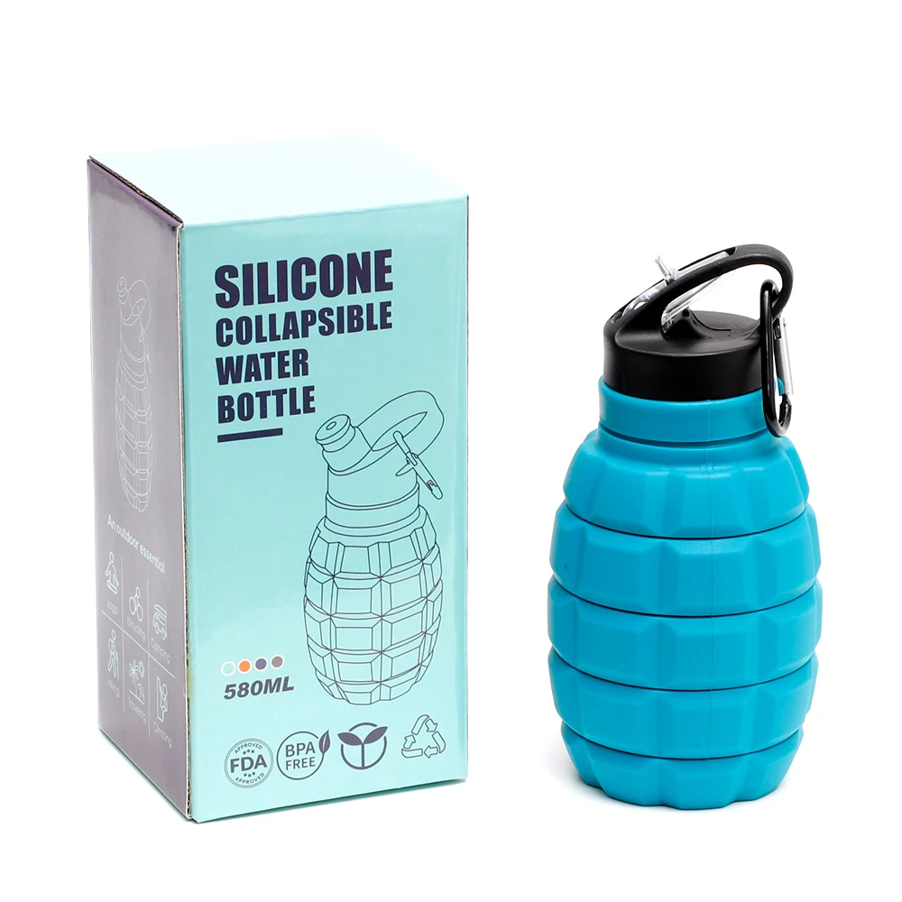 Buy Wholesale China 580ml Bpa Free Collapsible Silicone Sports Water Bottle,foldable  Silicone Water Bottle For Outdoor & Silicone Water Bottle at USD 3