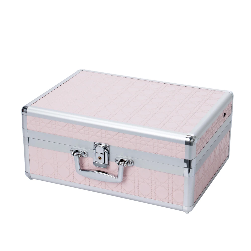 Custom Professional Pink Crocodile Pattern Makeup Train Case