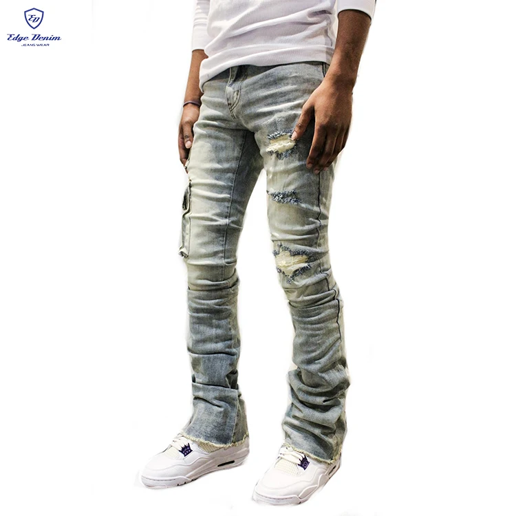 stacked designer jeans