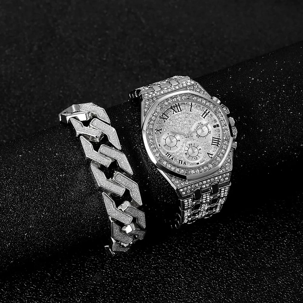 Luxury Gold Watch & Bracelet Set for Men & Women