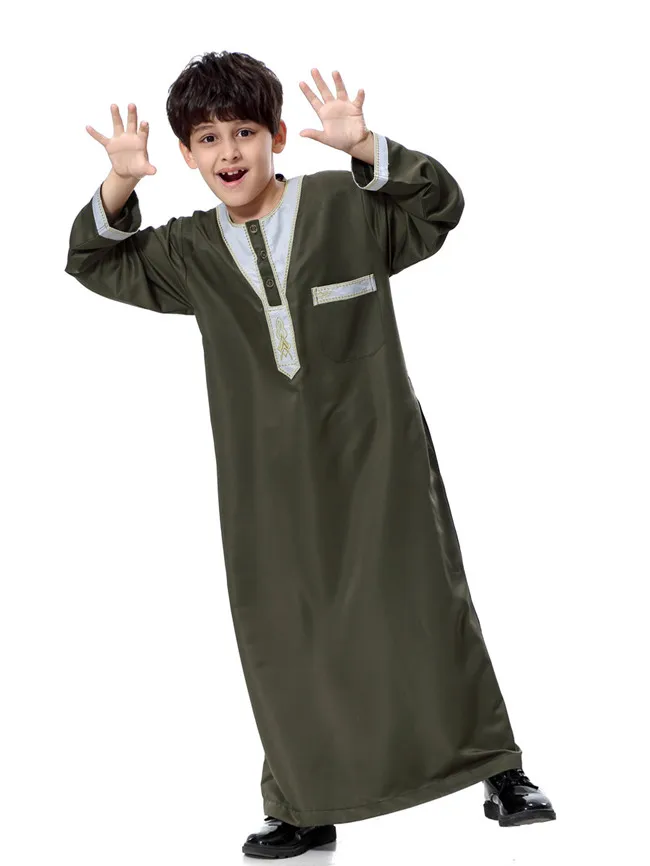 Se3096 Malaysia Muslim Kids Dress Child Dubai Abaya Moslem Boy 