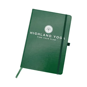 Green PU Leather A5 Hardcover Journal Notebook with Sewing Binding Promotional Ruled Lined Notebook for Office Use