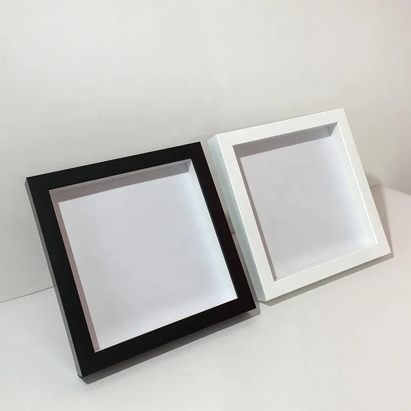 ホワイトシャドーボックスフレーム 20x20cm 屋内サイズ0.78インチ深さ
