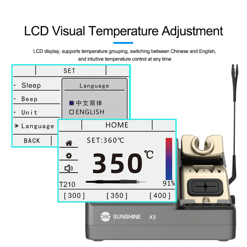 Sunshine H3 Rework Station T210 Handle High Voltage 80W Intelligent Welding Station Automatic Sleep Welding for PCB Repair