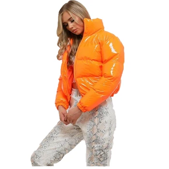 OEM Factory custom padded bubble coat puffer duck down jacket shiny woman winter jacket