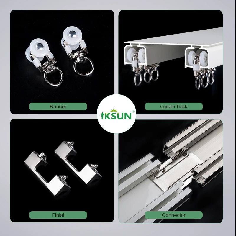 IKSUN Curtain Conjoined Double Tracks Ceiling Wall Mounting Heavy Duty Curtain Rails for Living Room Bedroom Room Divider