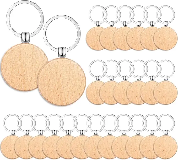 Solid Wood Keyring With Custom Laser Engraved Logo For Personal Use_voghion.com