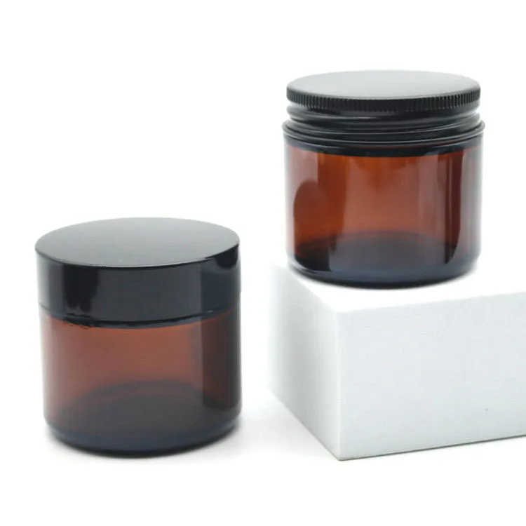 2oz Straight Side Plastic Cap Glass Skin Care Cream Amber Glass Jars for  Cosmetic - China Glass Bottle, Glass Jar with Lid