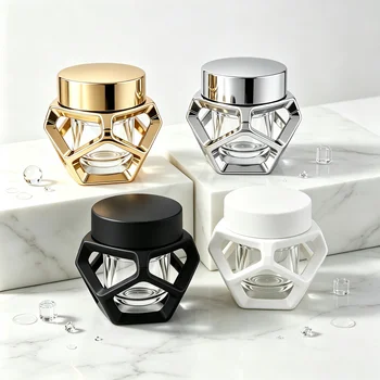 High-end 50g Glass Container Set with Hollow-Out Design Plastic Cap