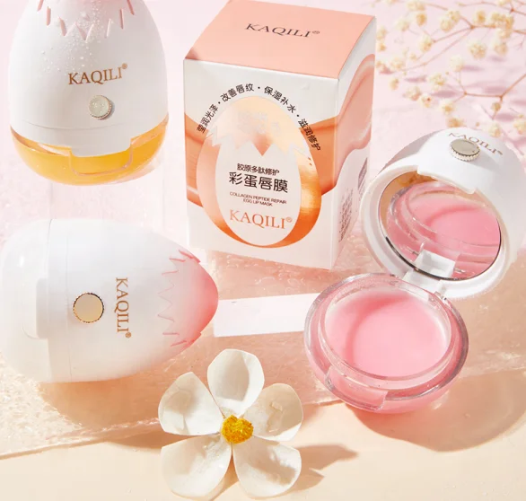 Маска для губ KAQILI с милым мультяшным дизайном, увлажняющий бальзам для губ в форме яйца, фирменная торговая марка, стойкий бальзам для губ