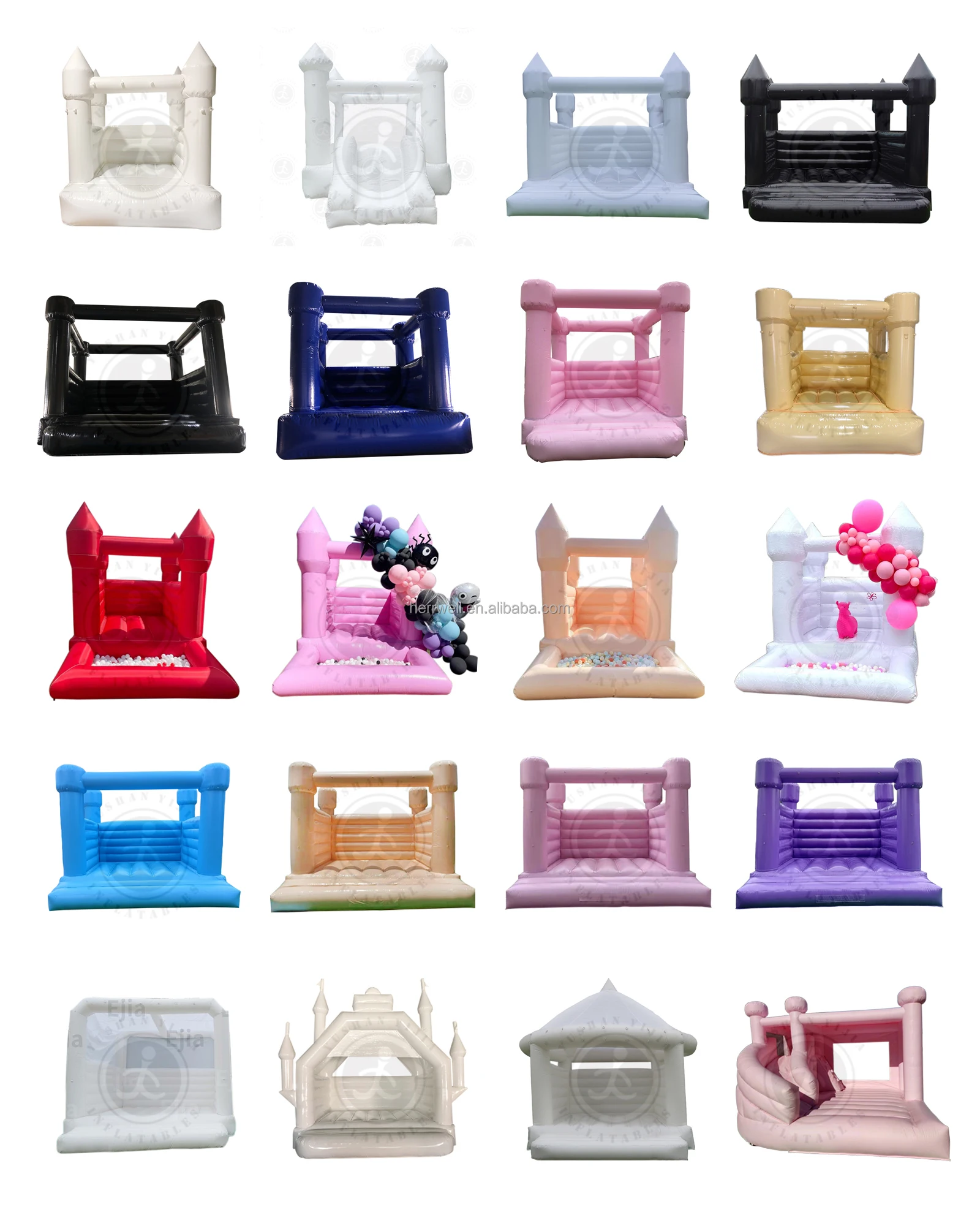 Custom White Inflatable Wedding Bounce Castle Bouncing Jumping Castle ...
