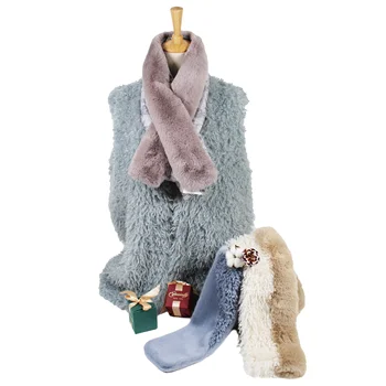 3 style solid polyester knit faux fur scarf women Scarf winter