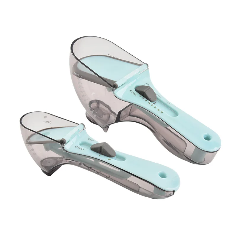 2pcs Adjustable Measuring Spoon Set, Measuring Cups Multi-Functional Spoons  Set with Adjustable Scale Measuring Scoop