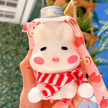 High Quality Cute Animal Shape 500ml Rabbit Juice Bottle Clear Empty Plastic Juice Bottles for Milk Beverage Coffee