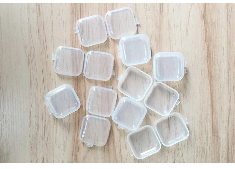 High permeability plastic small square box water diamond earplug box Transparent jewelry new material storage box supplier